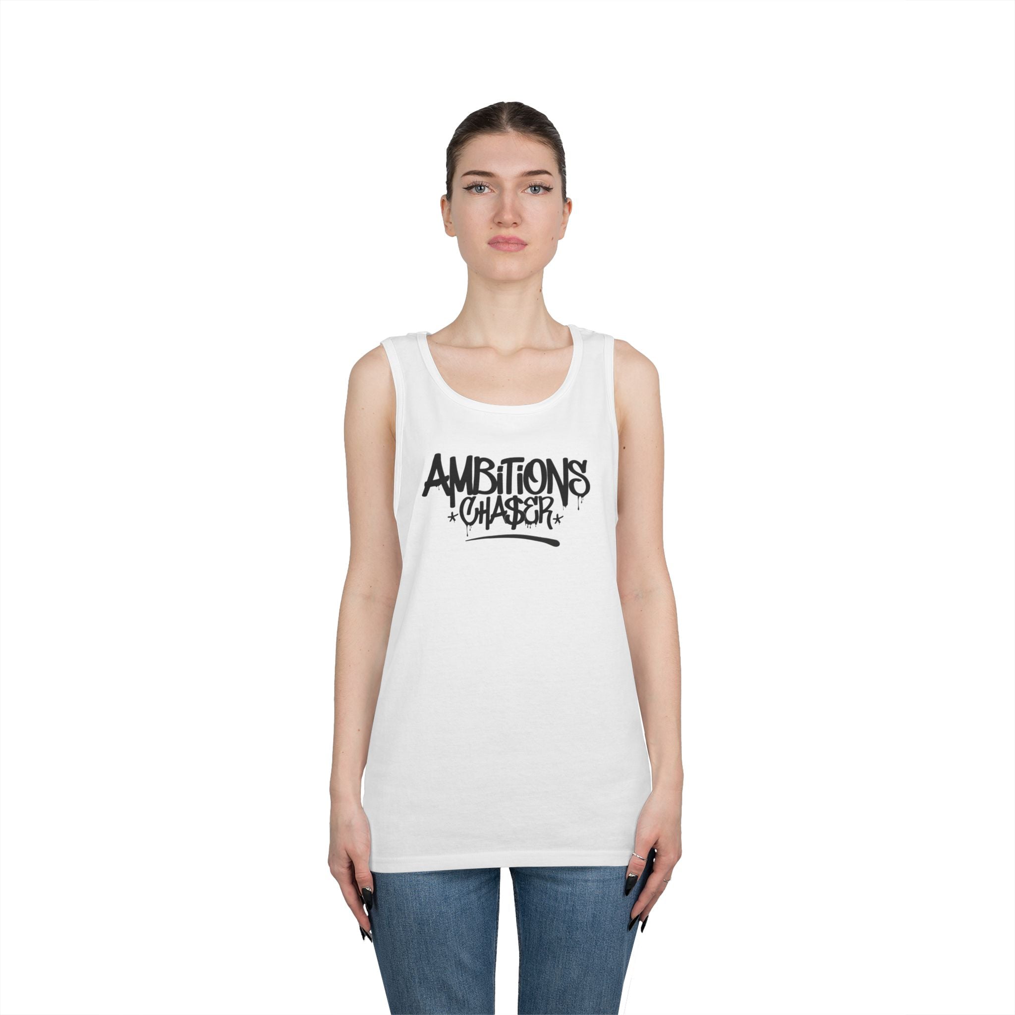 Ambitious Chaser Unisex Heavy Cotton Tank Top - Perfect for Summer, Gym Wear, Motivational Gift, Casual Wear, Celebrations