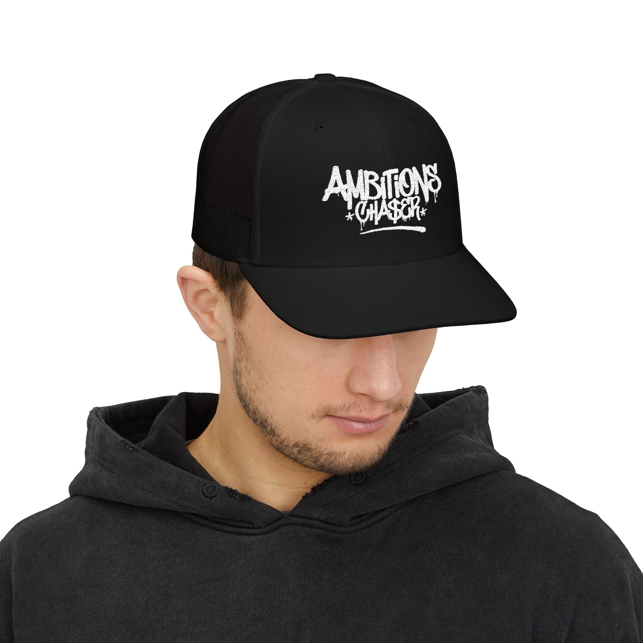 Embroidered Trucker Cap: Ambitions CHA$ER Design