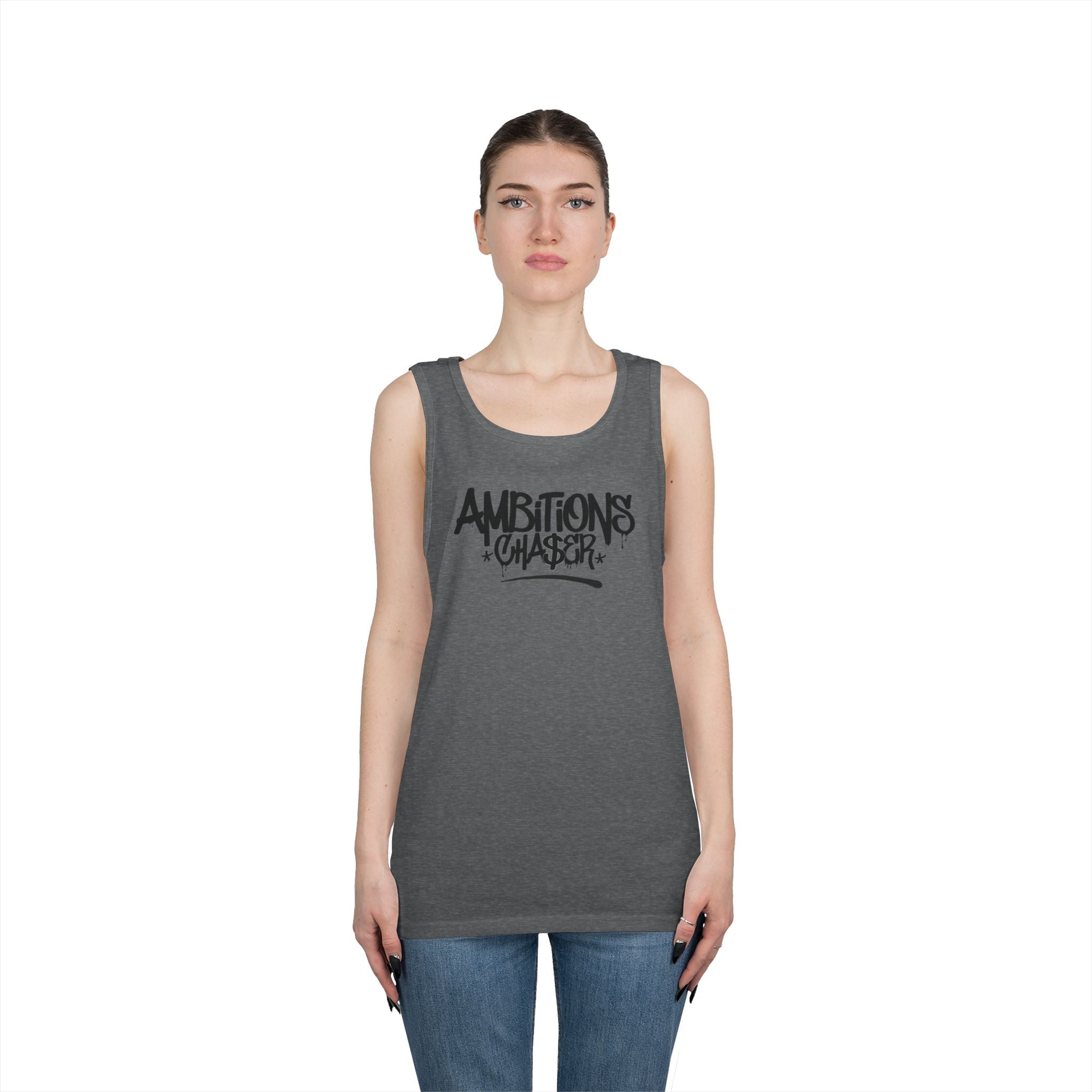 Ambitious Chaser Unisex Heavy Cotton Tank Top - Perfect for Summer, Gym Wear, Motivational Gift, Casual Wear, Celebrations