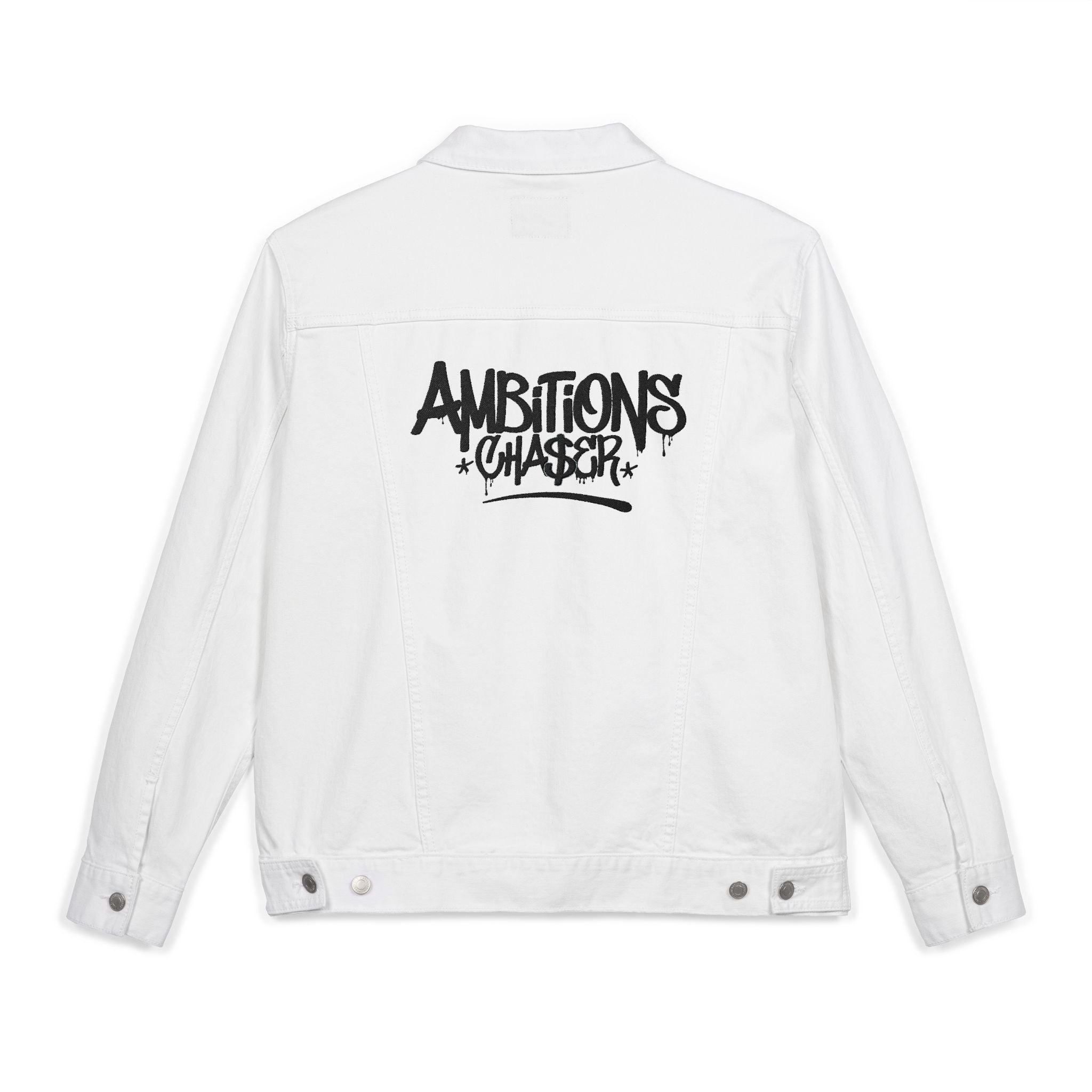 Denim Jacket (Embroidered Bold New Denim Ambitions CHA$ER Get Up & Go Get It)