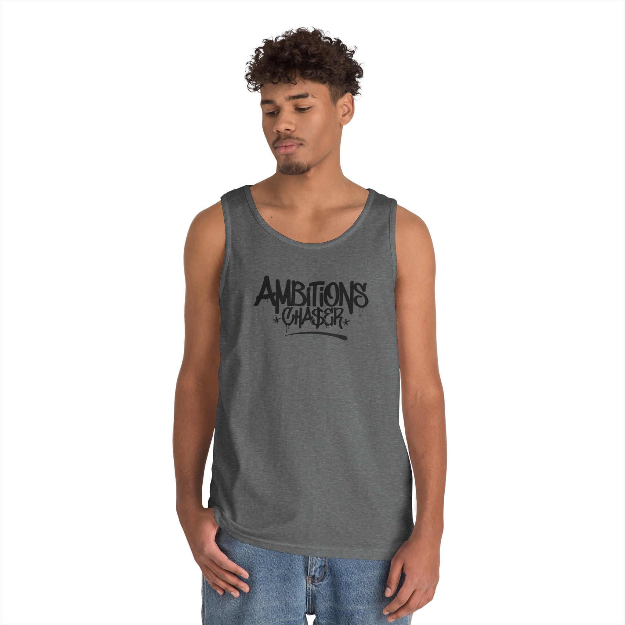 Ambitious Chaser Unisex Heavy Cotton Tank Top - Perfect for Summer, Gym Wear, Motivational Gift, Casual Wear, Celebrations