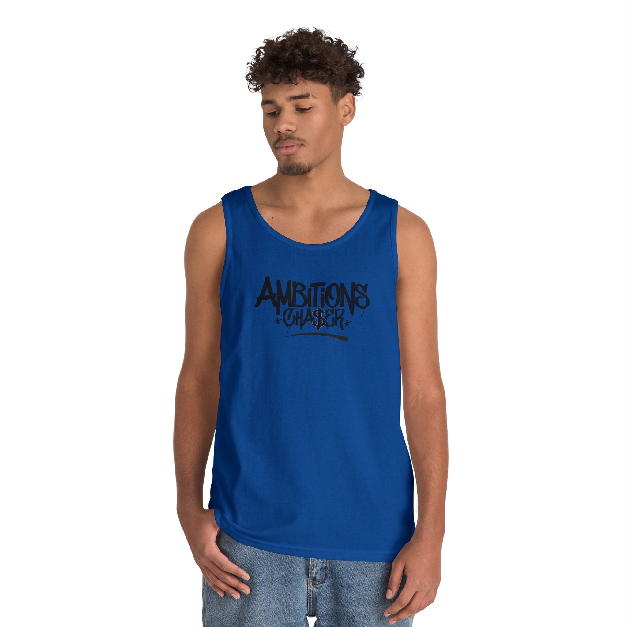 Ambitious Chaser Unisex Heavy Cotton Tank Top - Perfect for Summer, Gym Wear, Motivational Gift, Casual Wear, Celebrations
