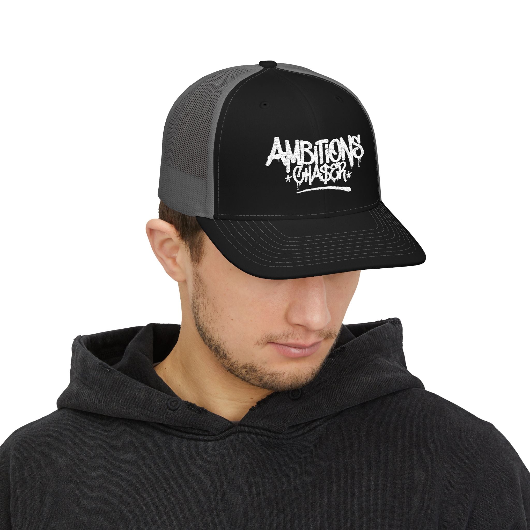 Embroidered Trucker Cap: Ambitions CHA$ER Design