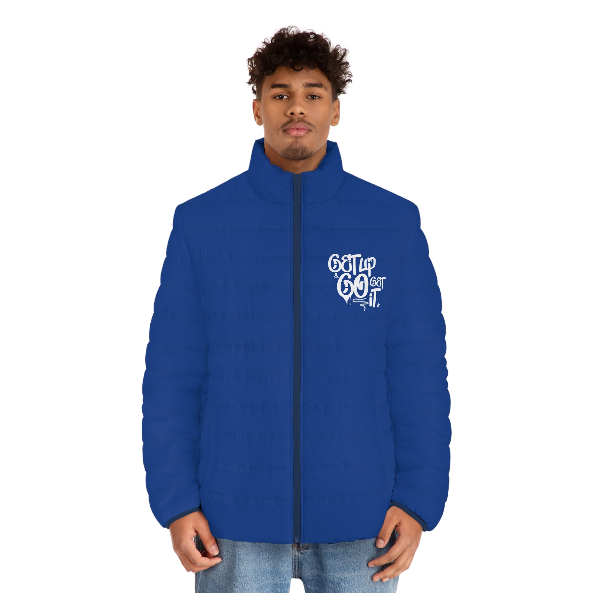 Men's Puffer Jacket - Icy Cold Ambitions CHA$ER Get Up & Go Get It