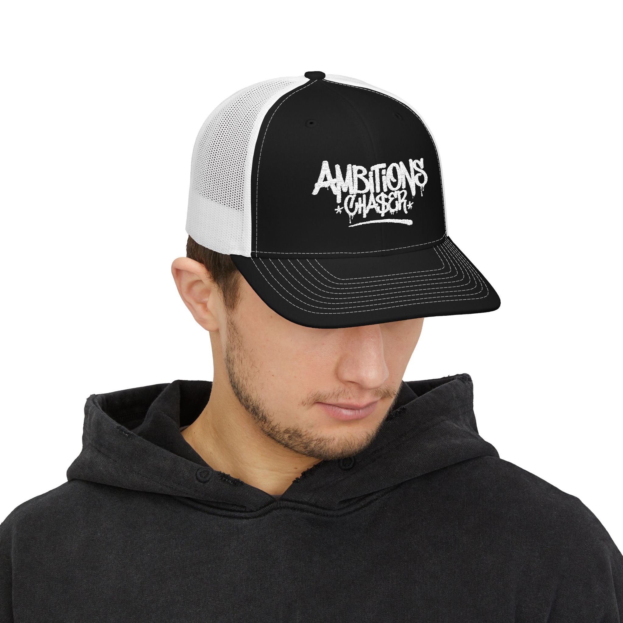 Embroidered Trucker Cap: Ambitions CHA$ER Design