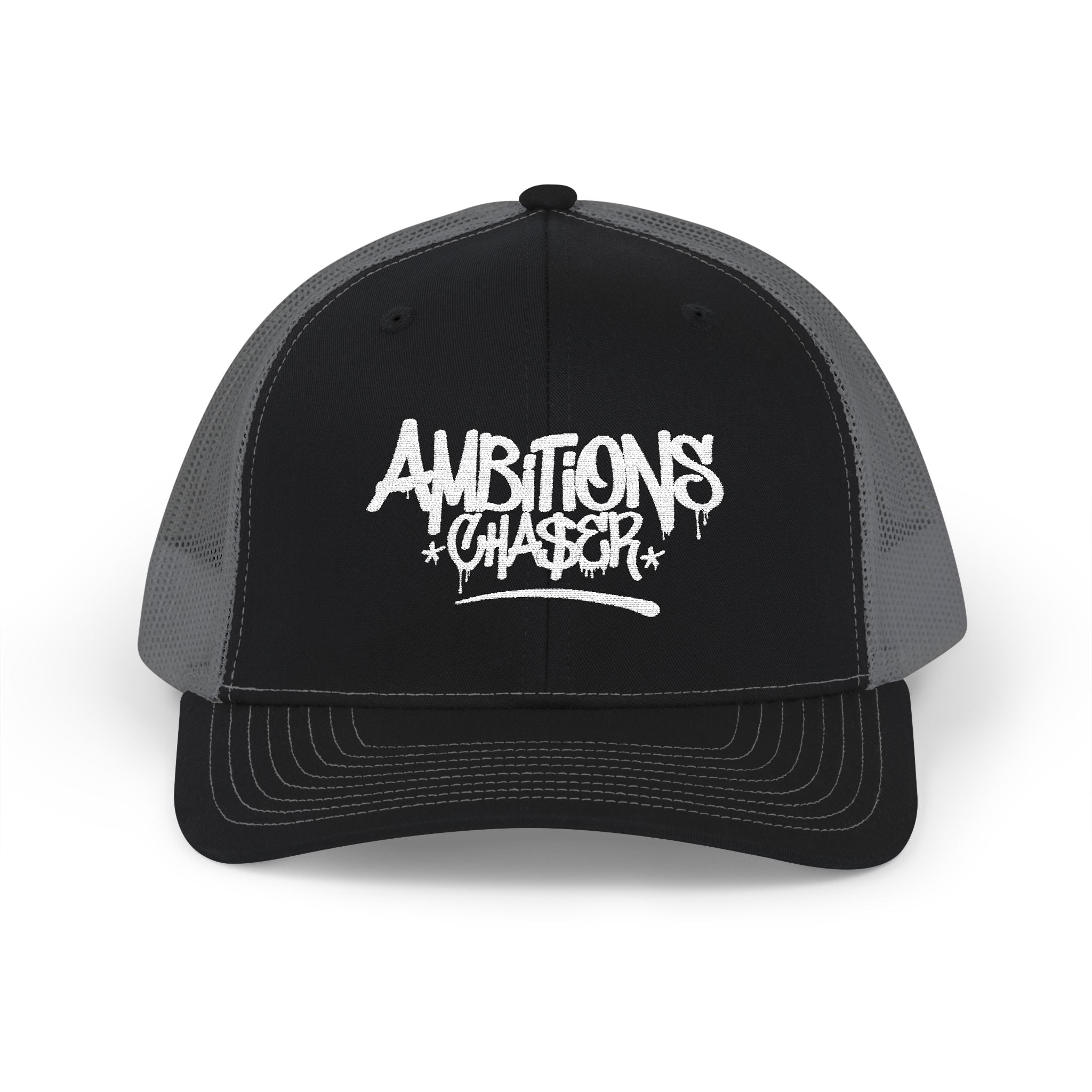Embroidered Trucker Cap: Ambitions CHA$ER Design