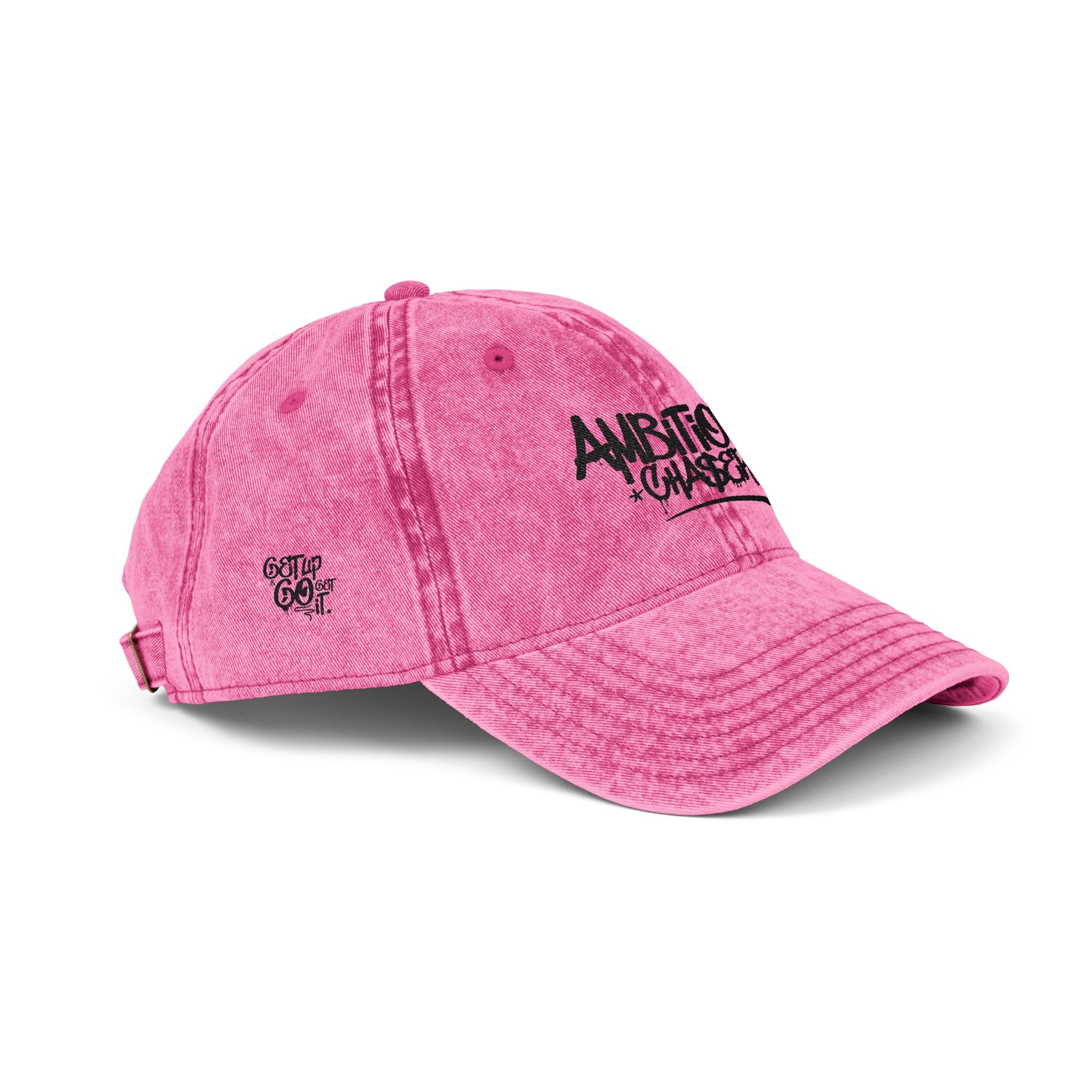 Embroidered Cap - Vintage Washed Ambitions CHA$ER Get Up & Go Get It