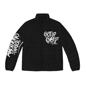 Men's Puffer Jacket - Icy Cold Ambitions CHA$ER Get Up & Go Get It