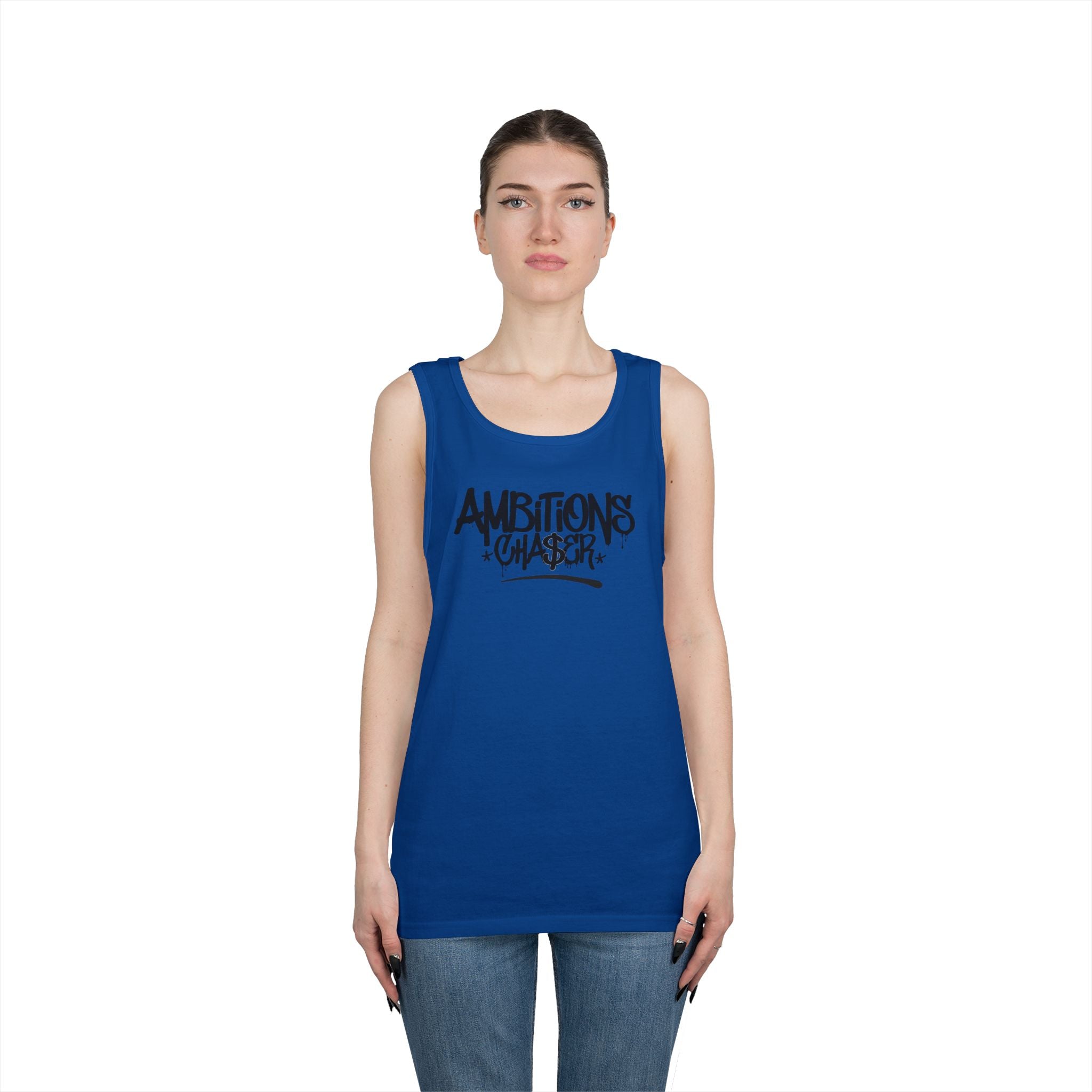 Ambitious Chaser Unisex Heavy Cotton Tank Top - Perfect for Summer, Gym Wear, Motivational Gift, Casual Wear, Celebrations