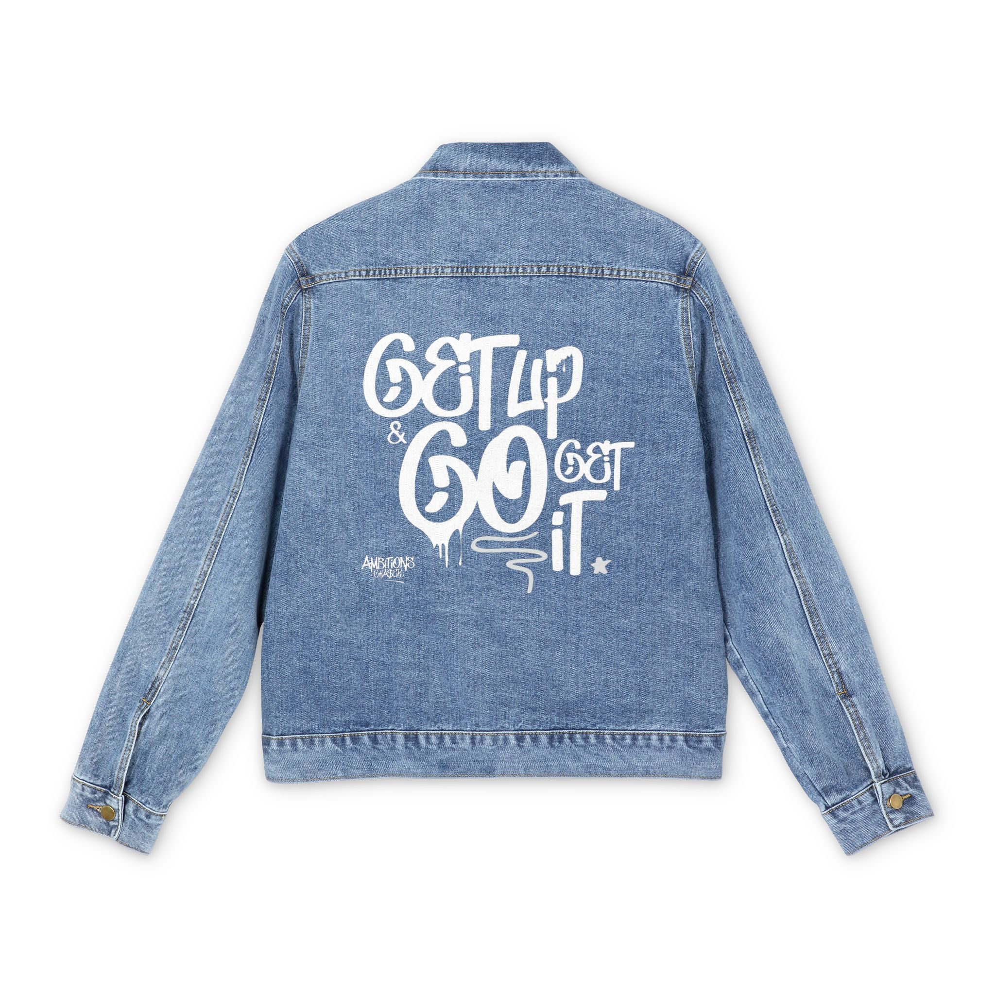 Denim Jacket - Get Up & Go Get It Design