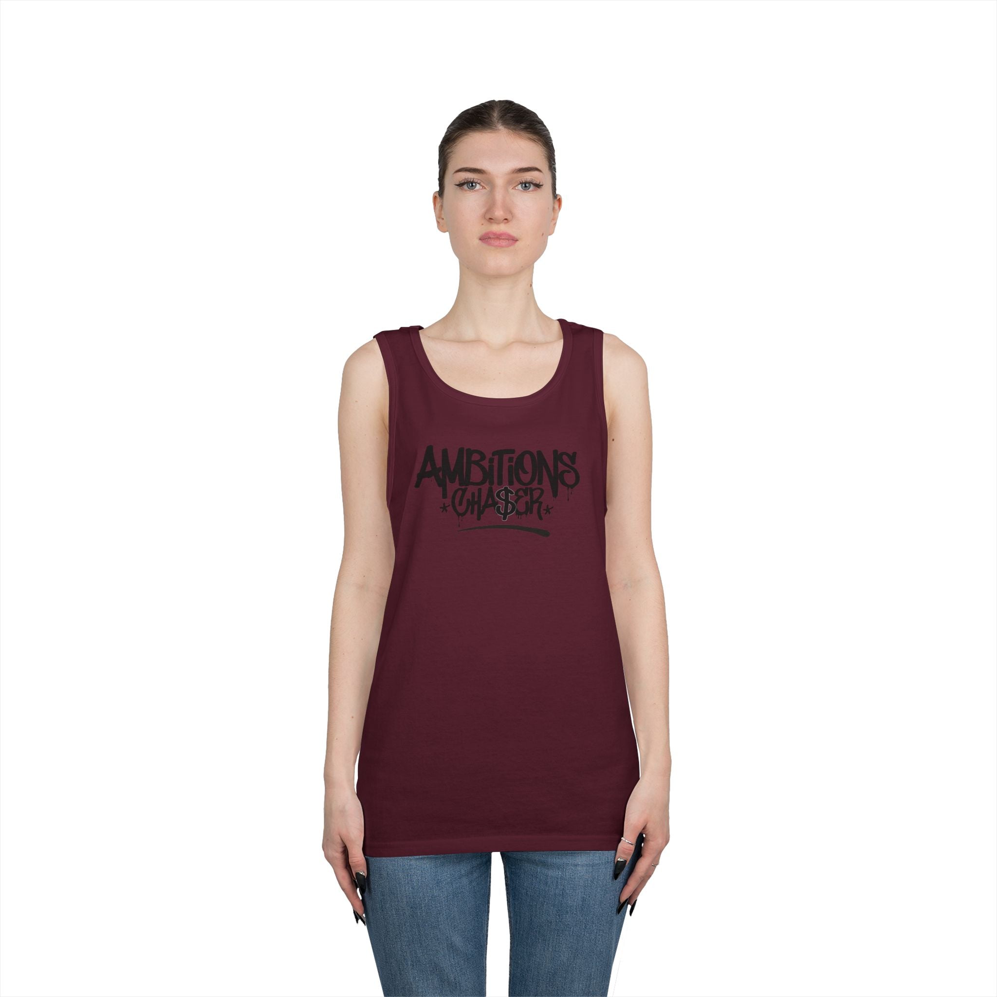 Ambitious Chaser Unisex Heavy Cotton Tank Top - Perfect for Summer, Gym Wear, Motivational Gift, Casual Wear, Celebrations