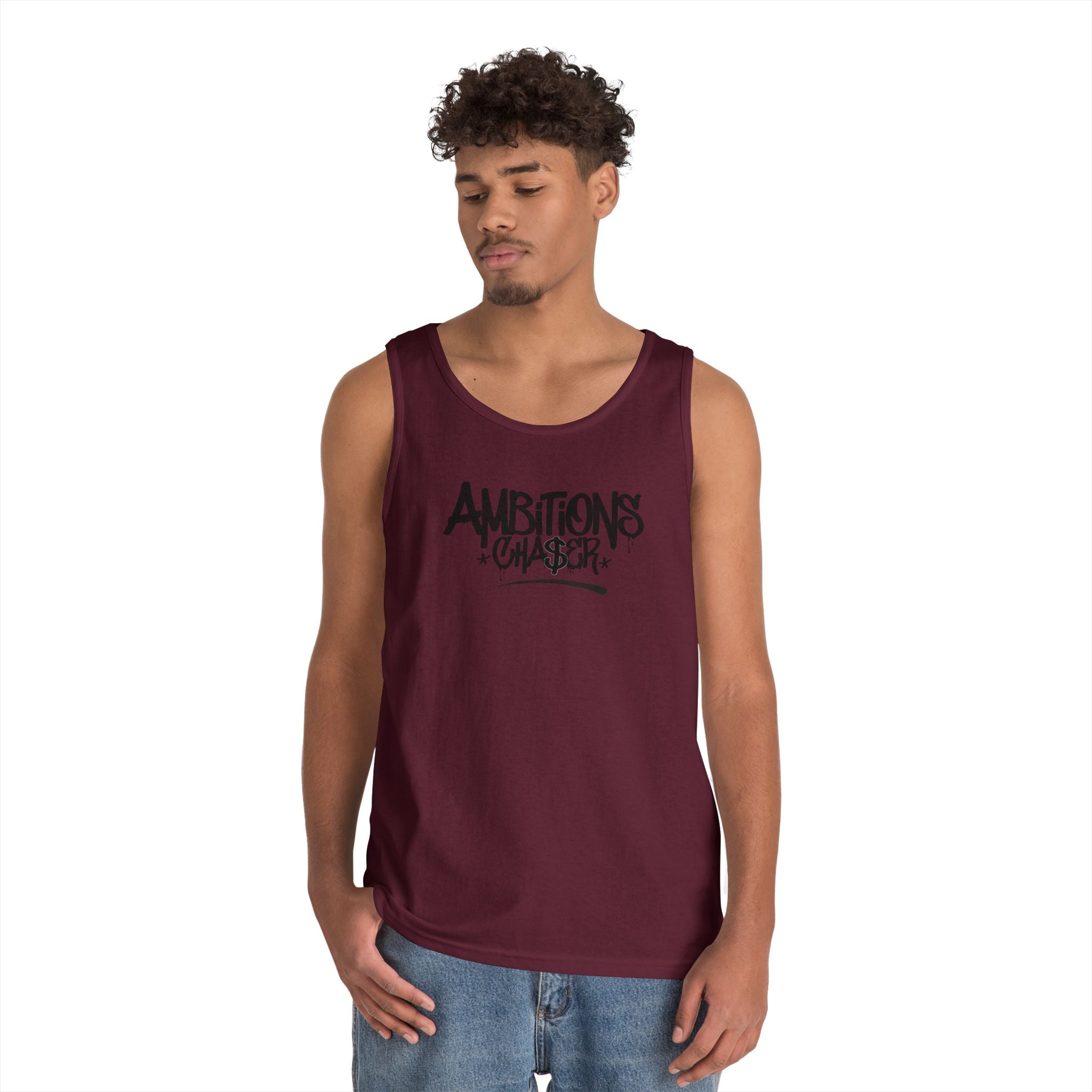 Ambitious Chaser Unisex Heavy Cotton Tank Top - Perfect for Summer, Gym Wear, Motivational Gift, Casual Wear, Celebrations