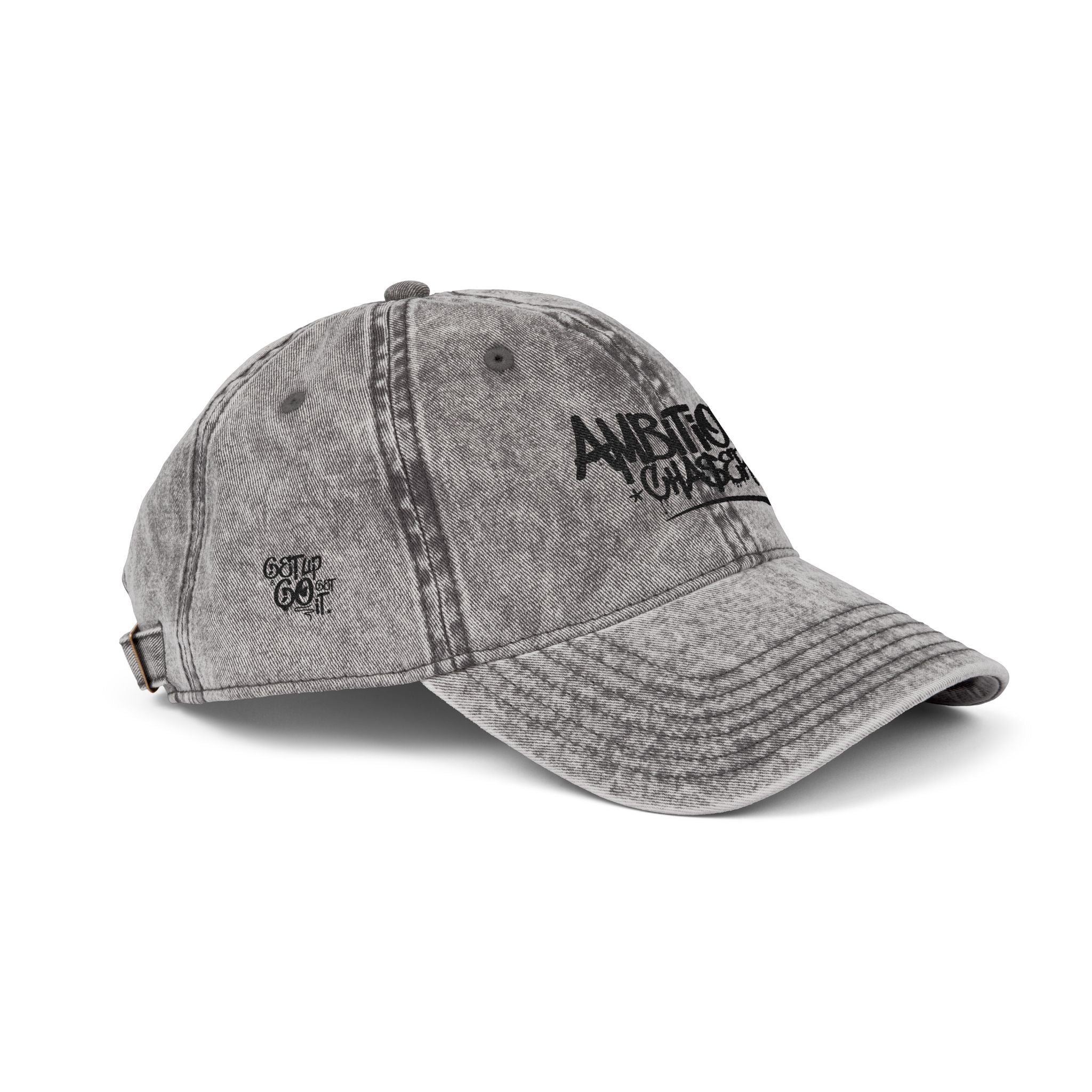 Embroidered Cap - Vintage Washed Ambitions CHA$ER Get Up & Go Get It