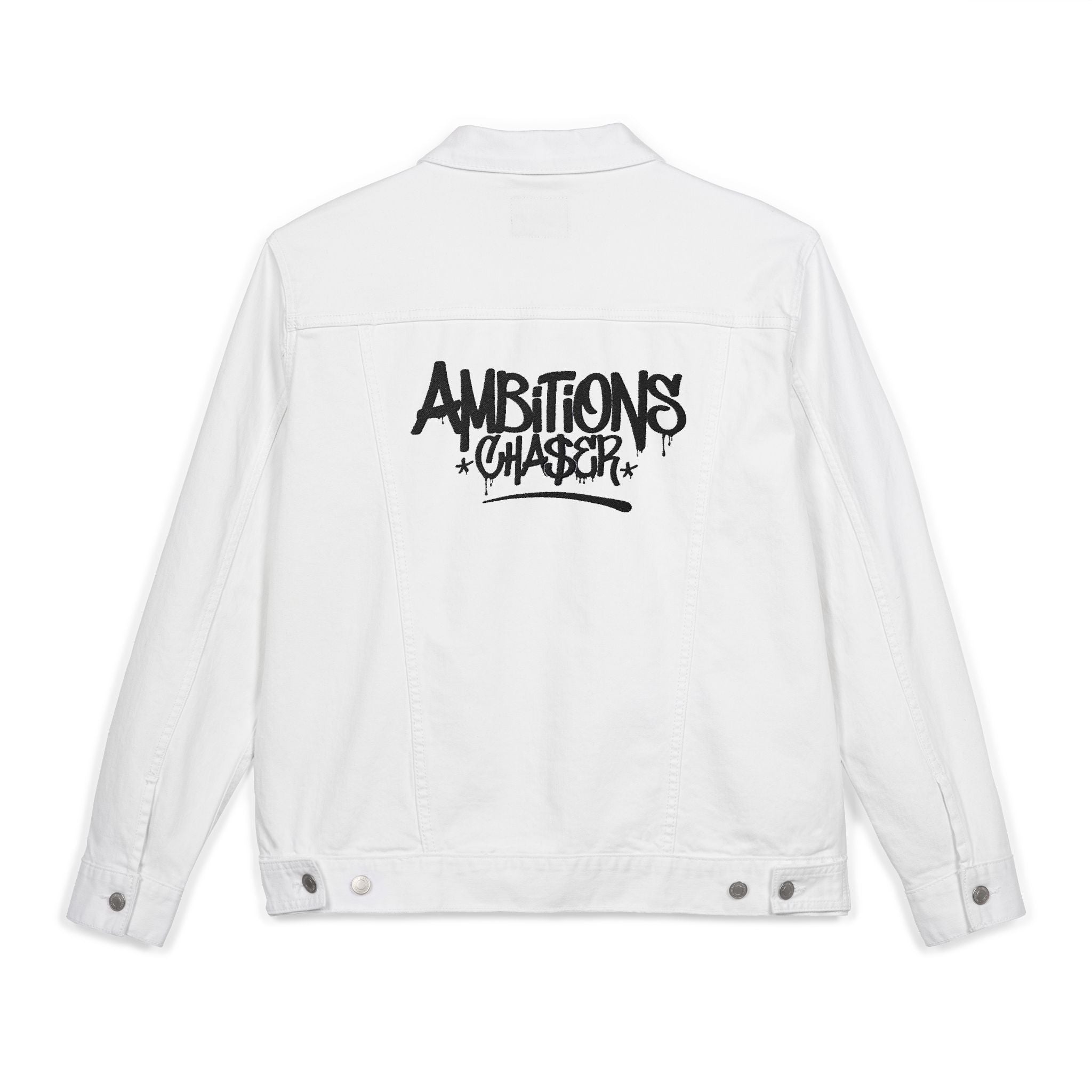 Denim Jacket (Embroidered Bold New Denim Ambitions CHA$ER Get Up & Go Get It)