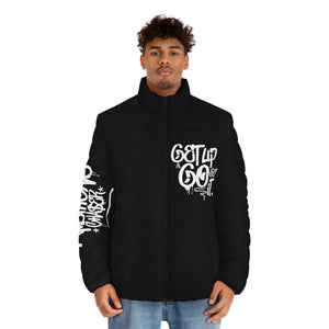 Men's Puffer Jacket - Icy Cold Ambitions CHA$ER Get Up & Go Get It