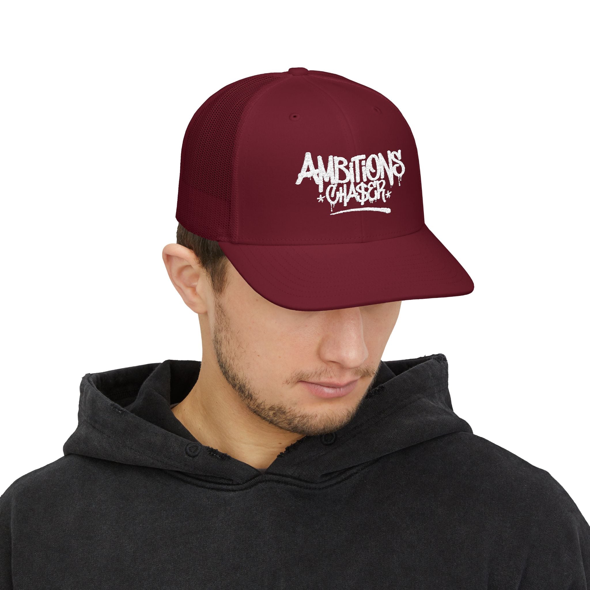 Embroidered Trucker Cap: Ambitions CHA$ER Design