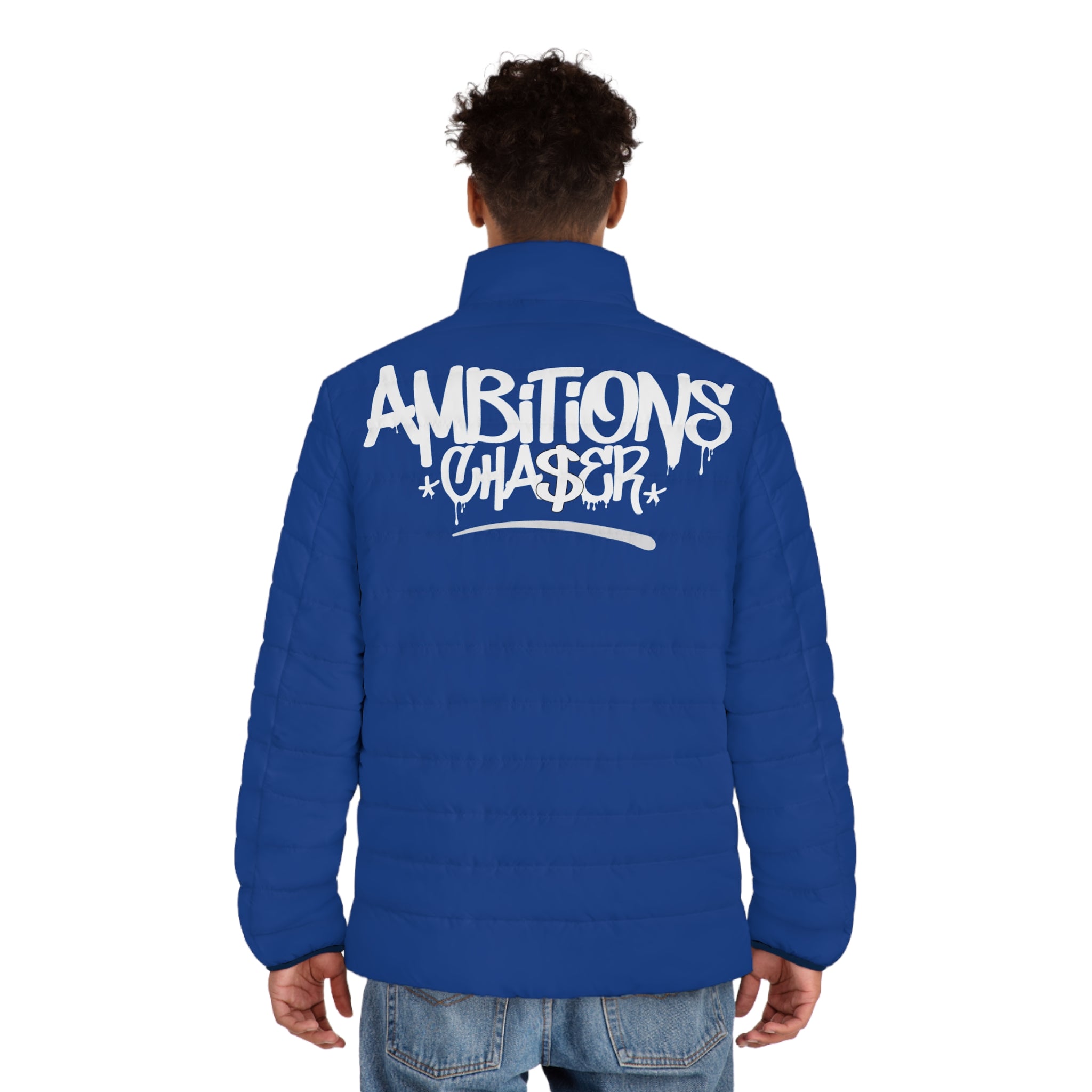 Men's Puffer Jacket - Icy Cold Ambitions CHA$ER Get Up & Go Get It