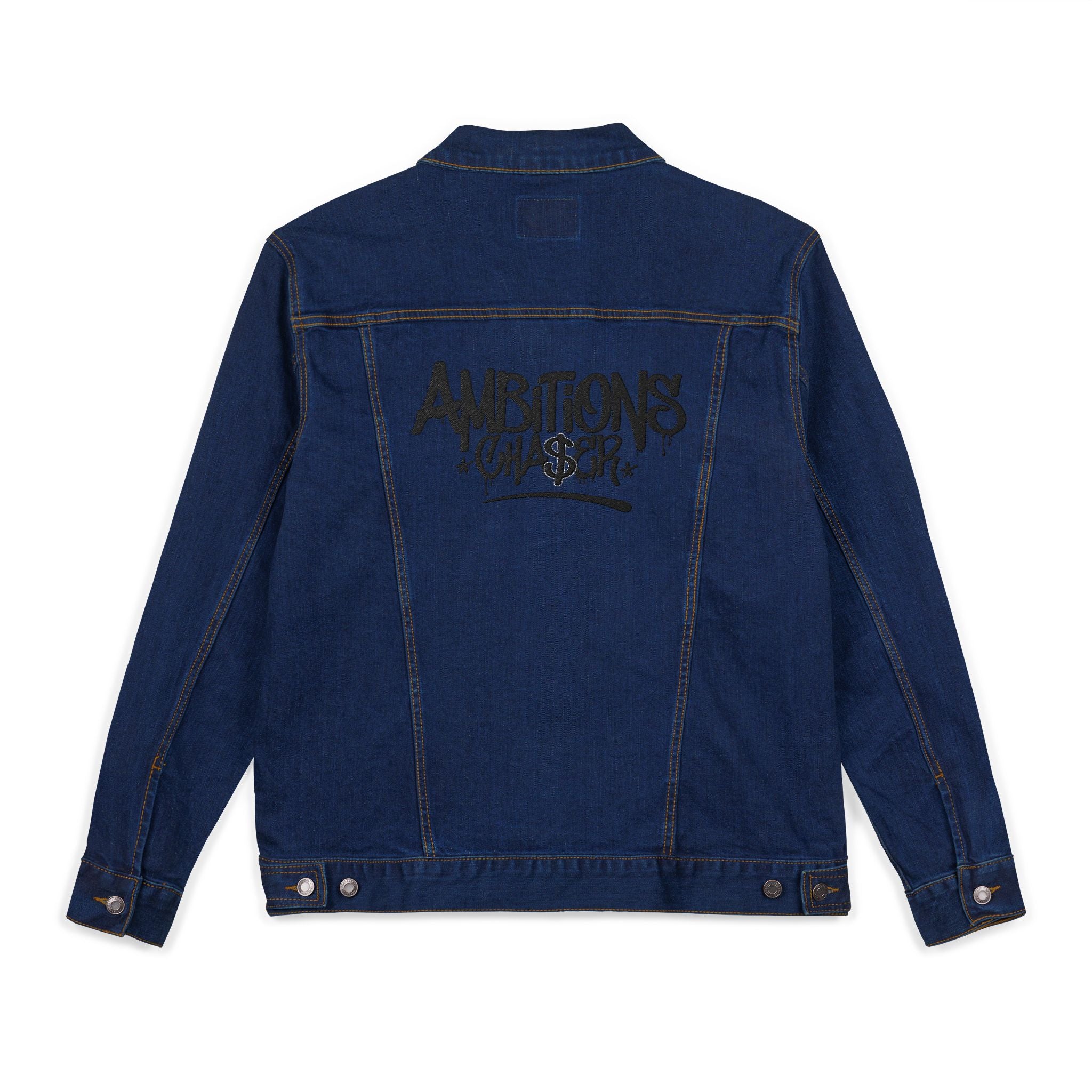 Denim Jacket (Embroidered Bold New Denim Ambitions CHA$ER Get Up & Go Get It)